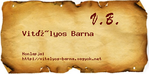Vitályos Barna névjegykártya